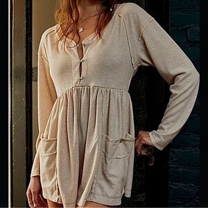 Free People Intimately Size Small Hello Sun Long Sleeve Romper One Piece Pajama